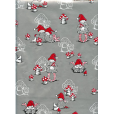 Gift Wrap Christmas Santas on Silver 23"x72"